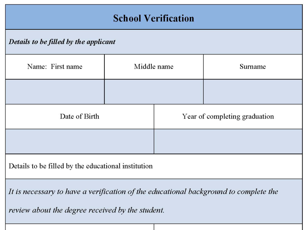 School Verification Form