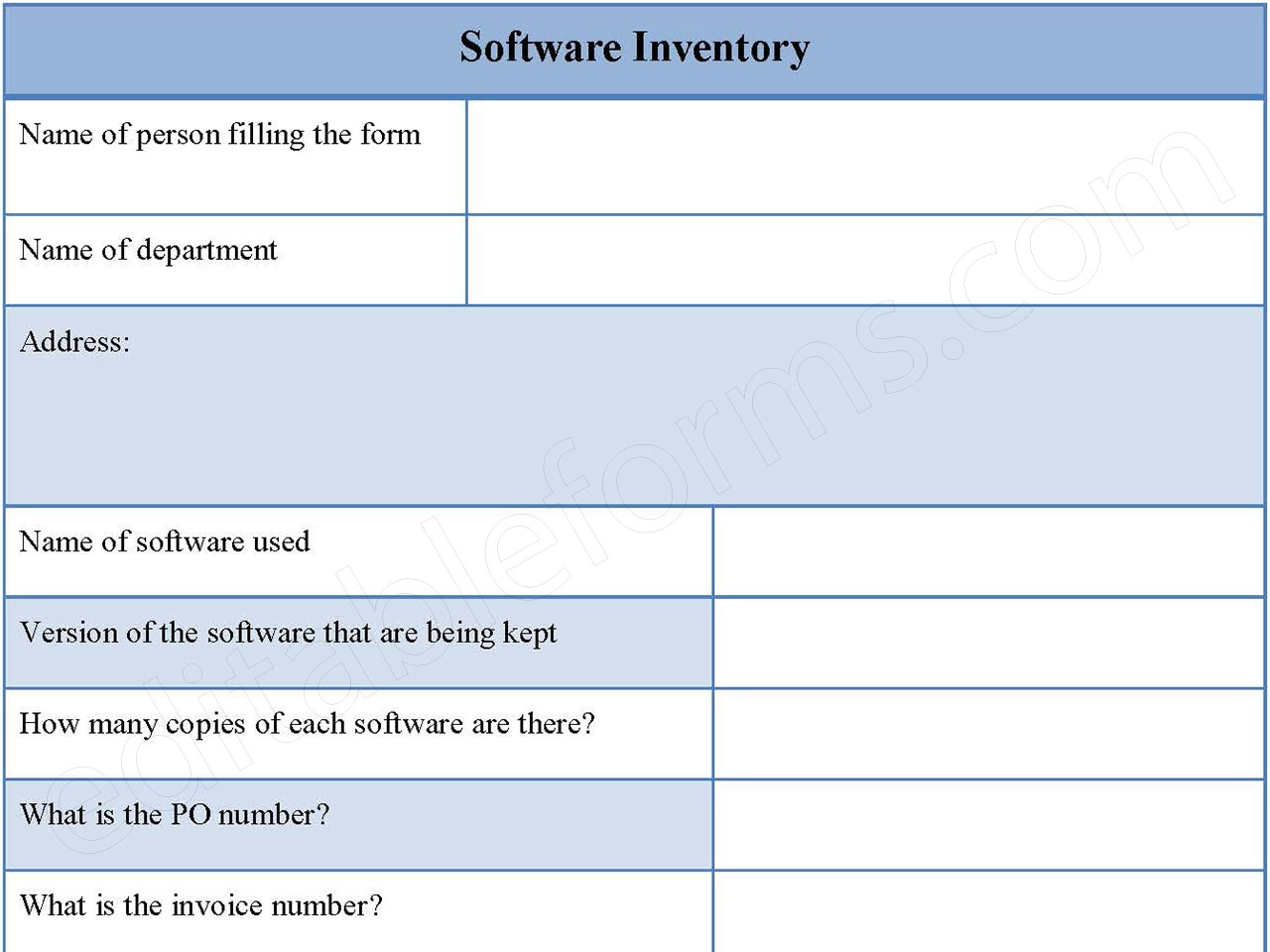 Software Inventory Form