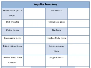 Supplies Inventory Form