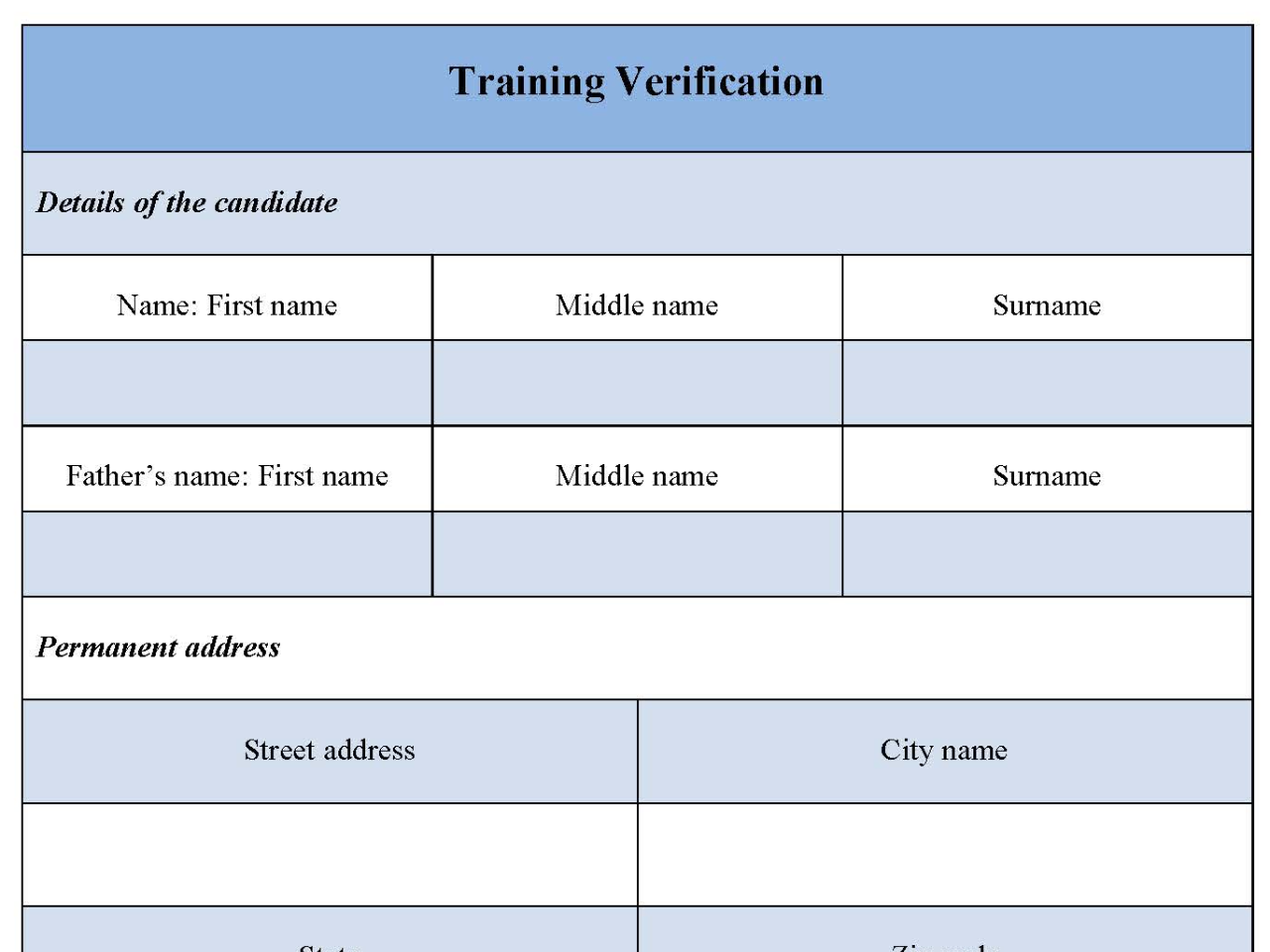 Training Verification Form