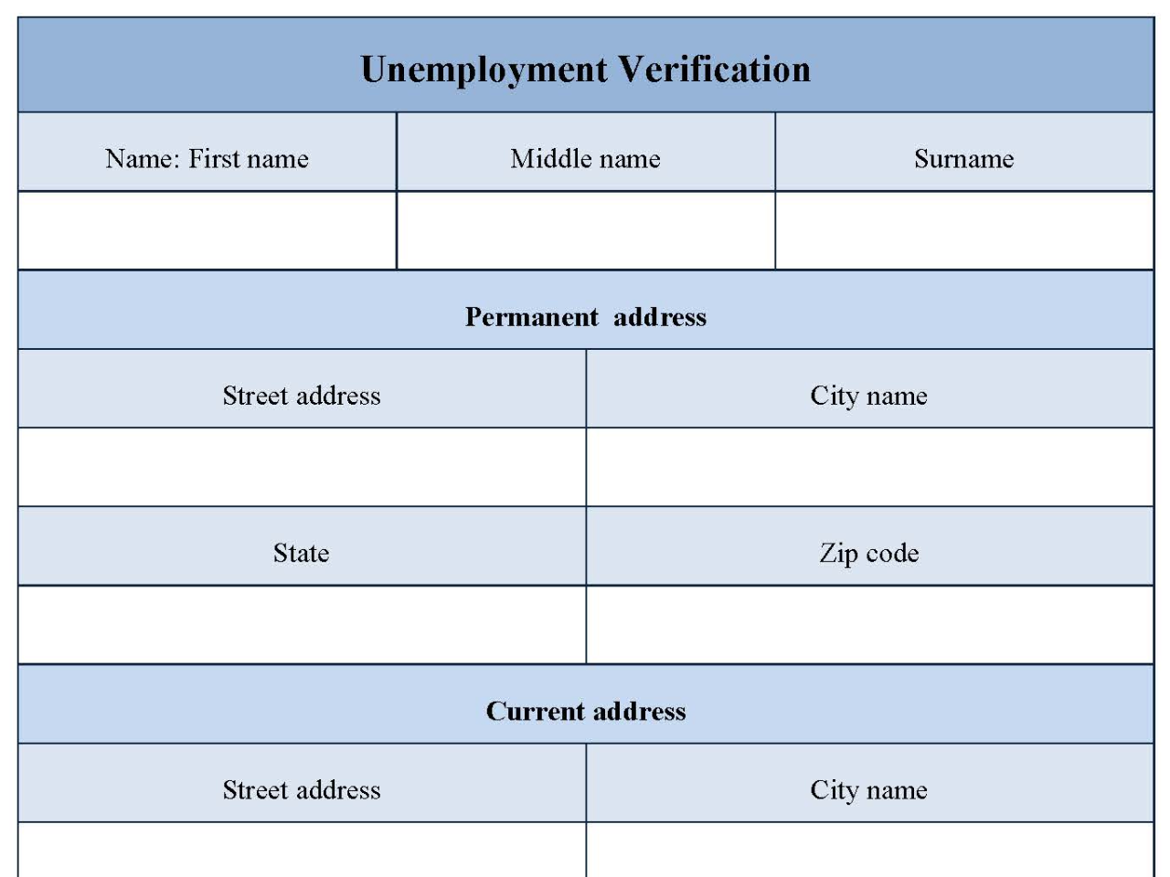 Unemployment Verification Form