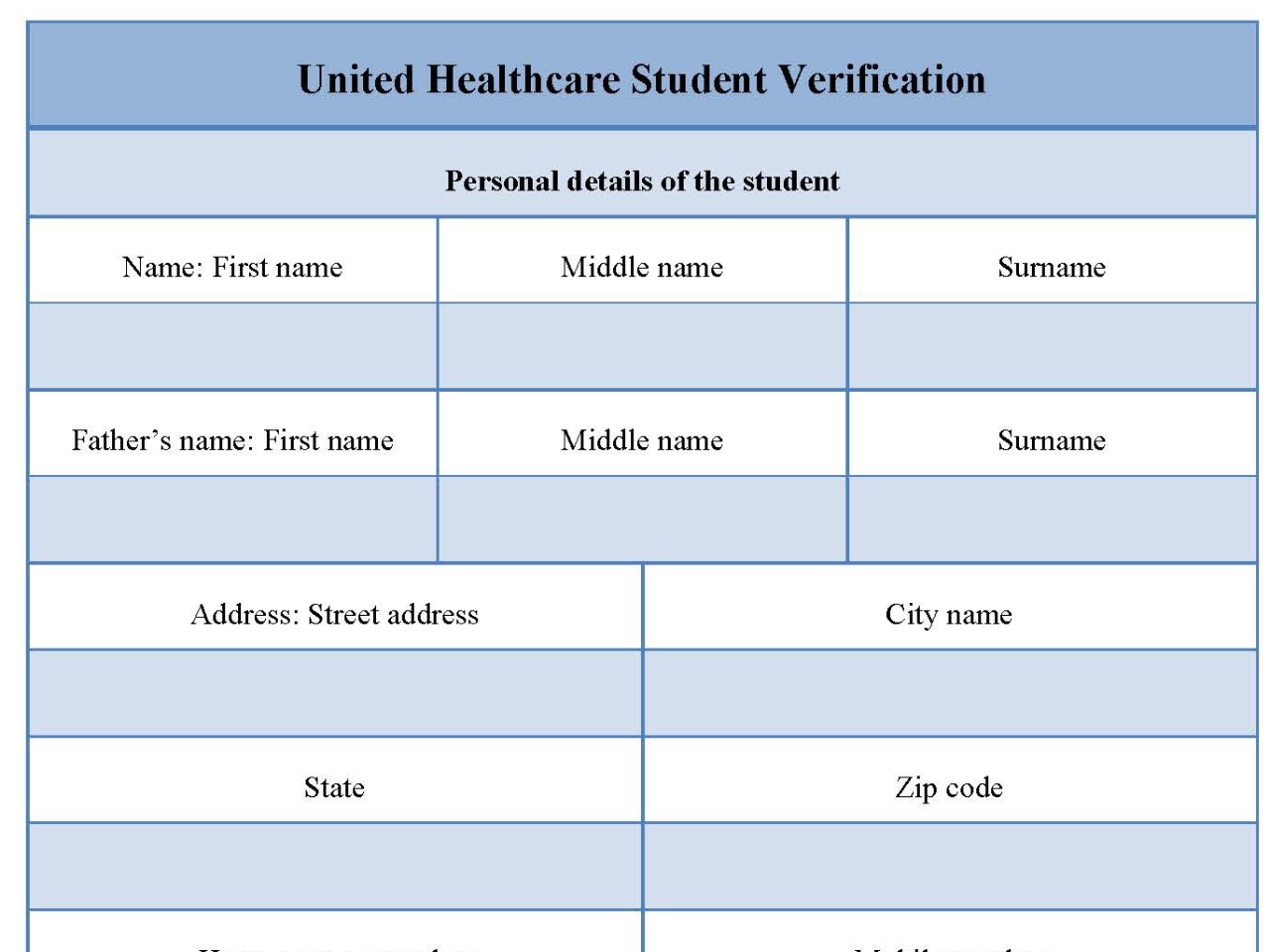United Healthcare Student Verification Form