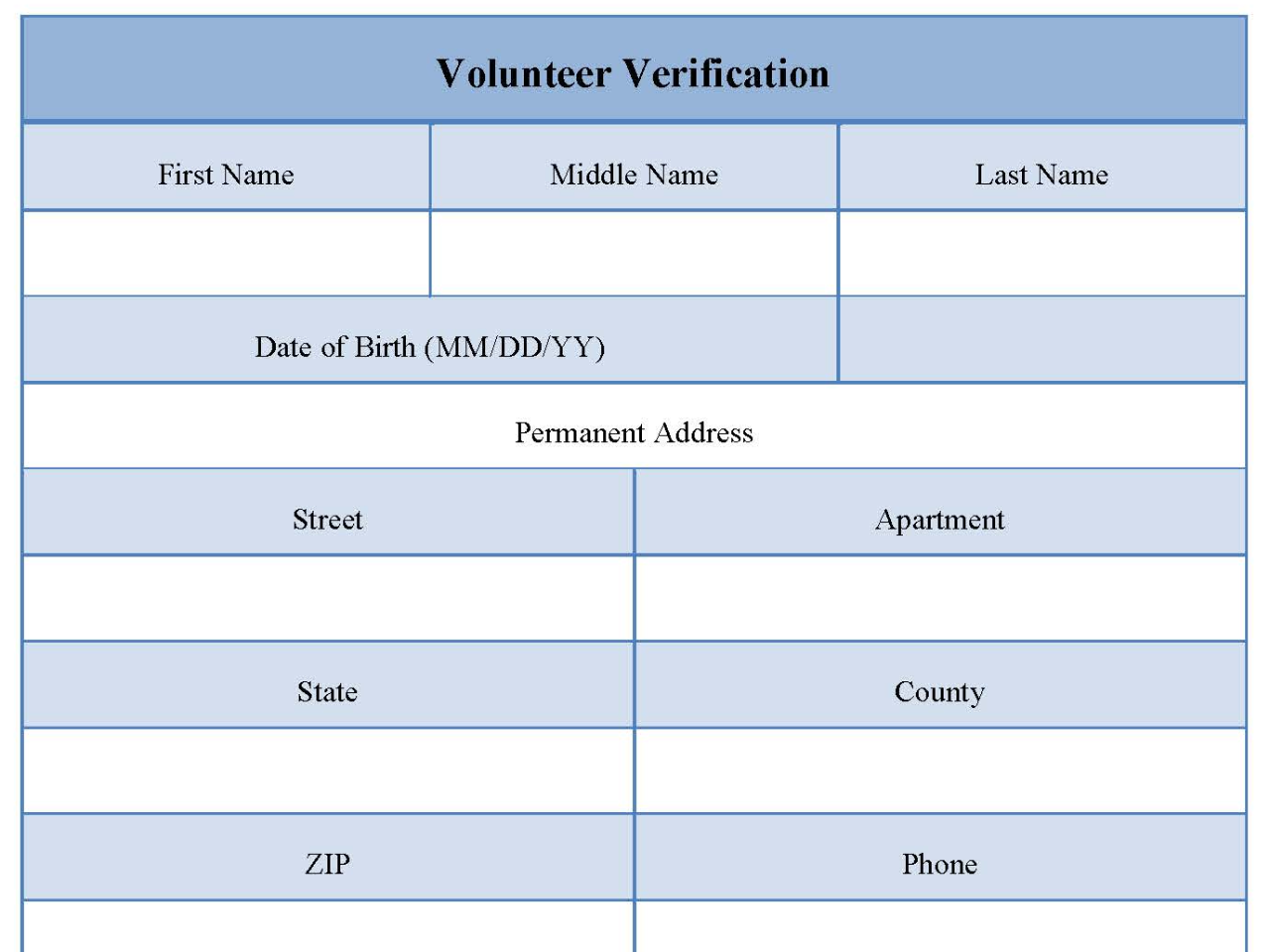 Volunteer Verification Form