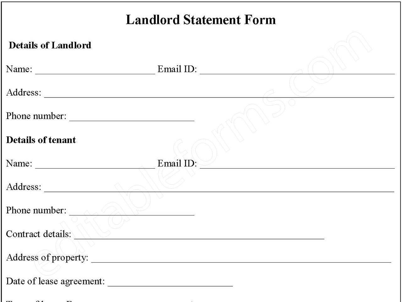 Landlord Statement Form