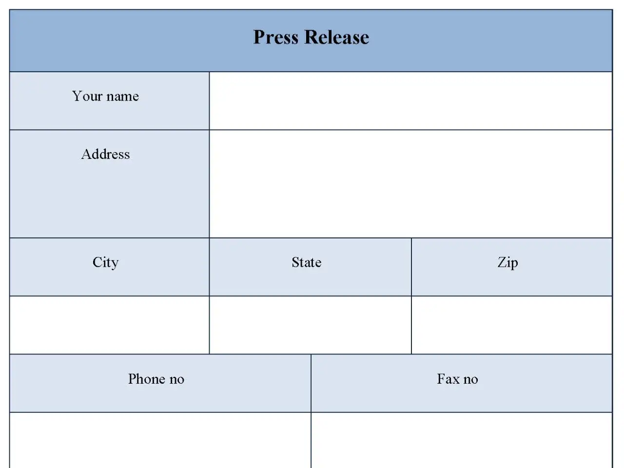 Press Release Form
