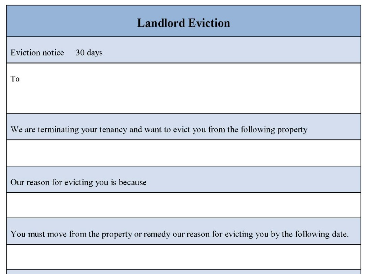 Landlord Eviction Form