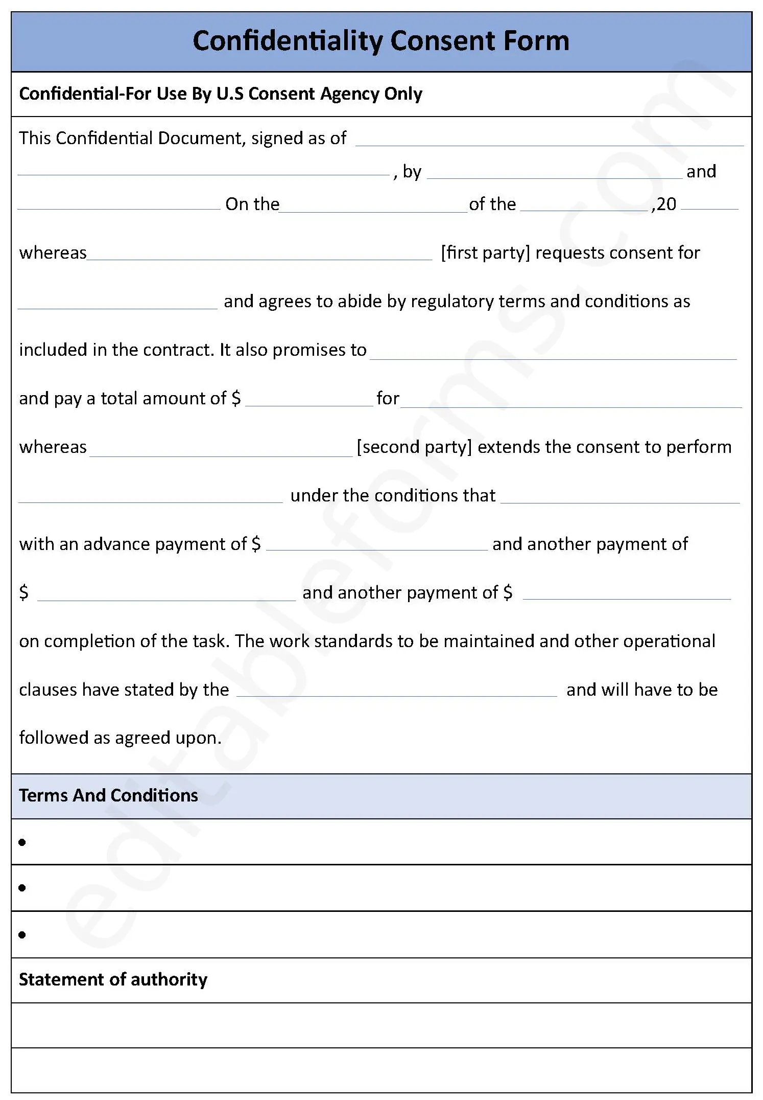 Confidentiality Consent Template