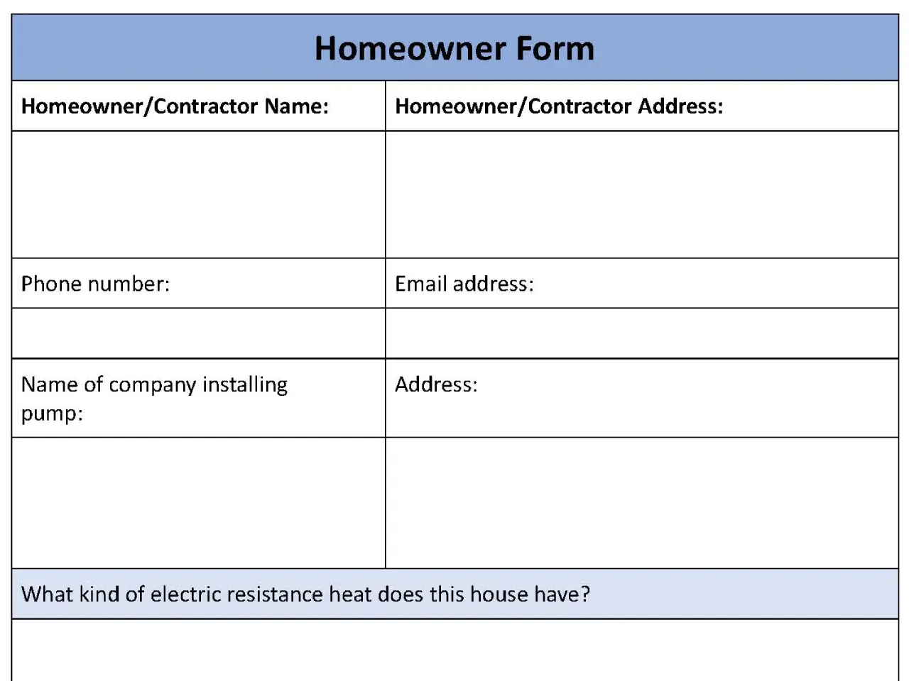 Homeowner Form
