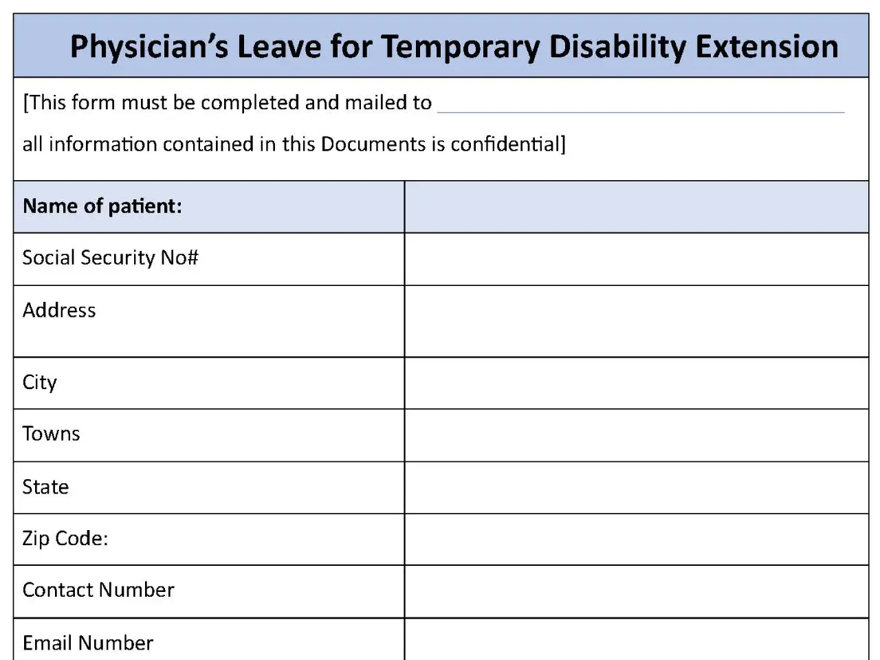 Disability Extension Form