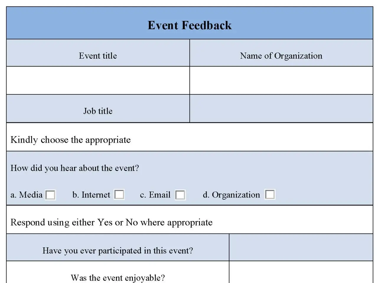 Event Feedback Form