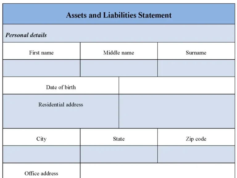 Assets and Liabilities Statement Form