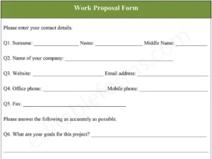 Fillable Work Proposal Template