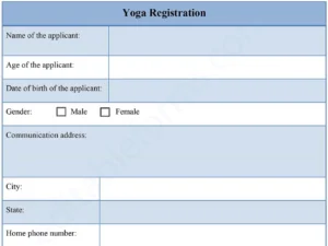 Yoga Class Registration Form