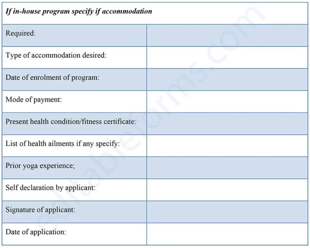 Yoga Class Registration Form
