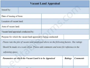Vacant Land Appraisal Fillable PDF Form
