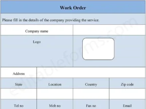 Work Order Fillable PDF Template