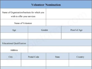 Fillable Volunteer Nomination Form