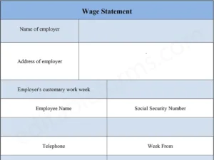 Fillable Wage Statement Form