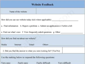Fillable Website Feedback Form