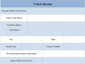 Vehicle Receipt Fillable PDF Form