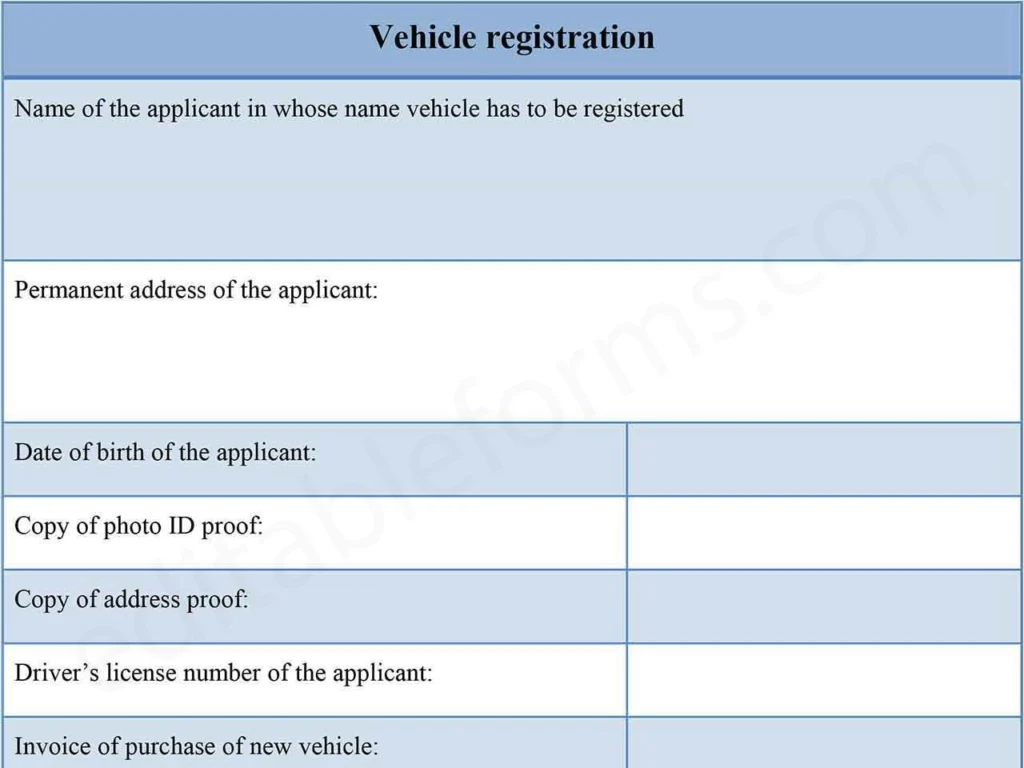 Vehicle Registration PDF Form