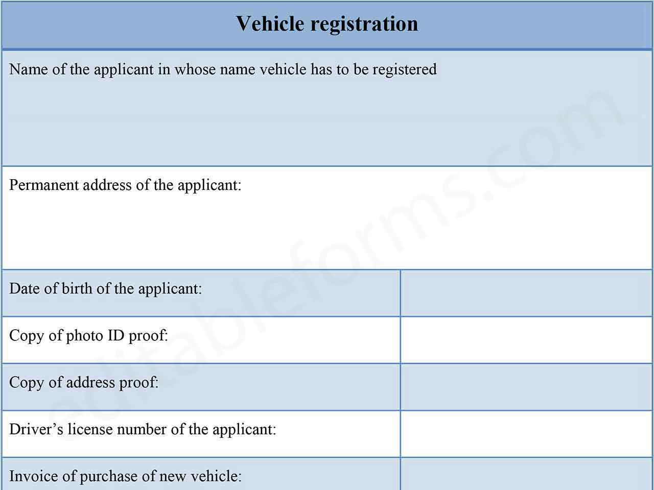 Vehicle Registration PDF Form