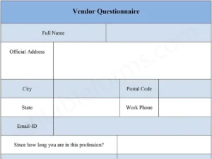 Fillable Vendor Questionnaire Form