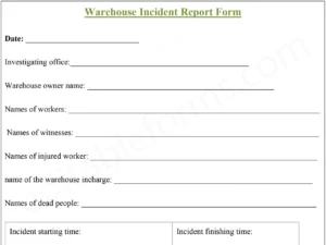 Warehouse Incident Report Form PDF