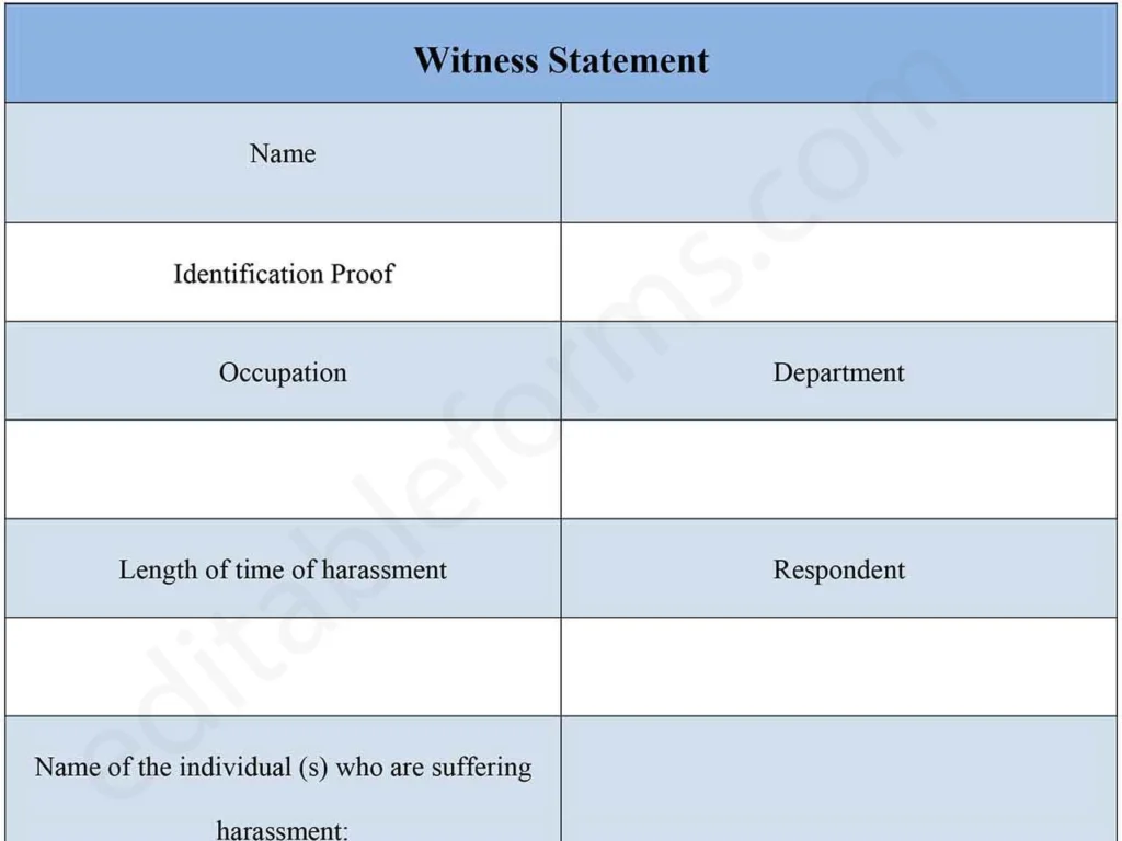 Witness Statement Fillable PDF Form