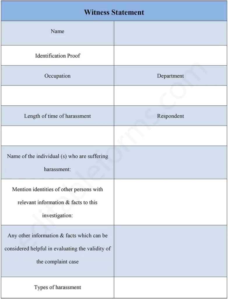 Witness Statement Fillable PDF Form
