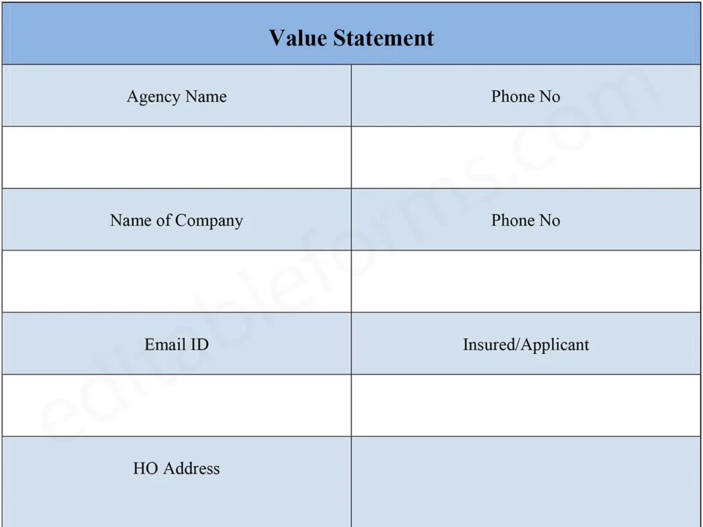 Value Statement Form