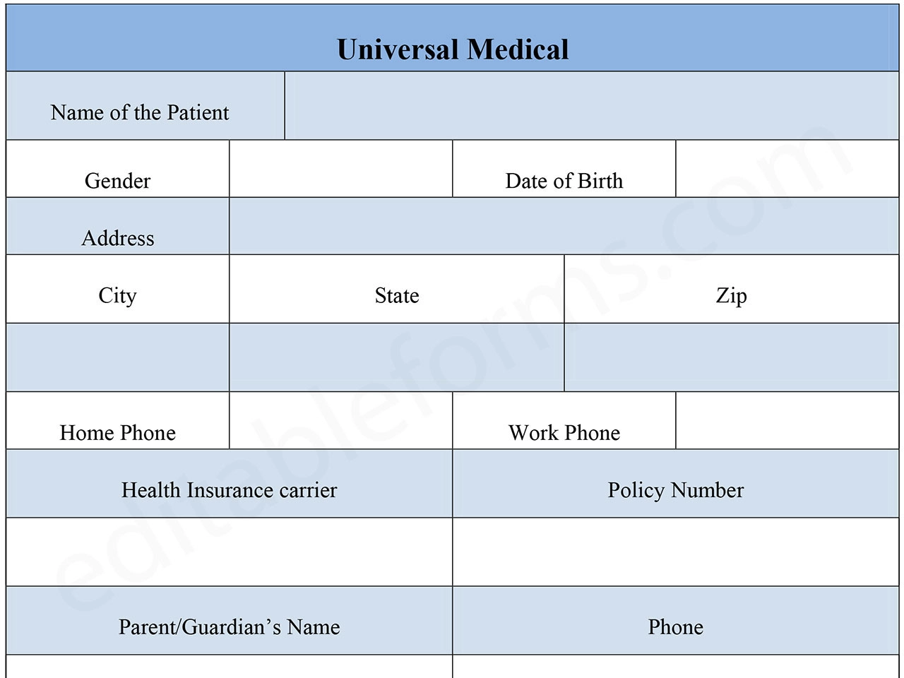 Universal Medical Form
