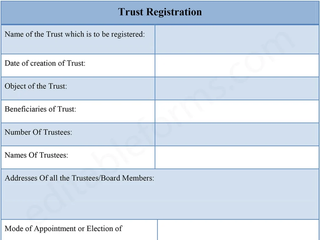 Editable Trust Registration PDF