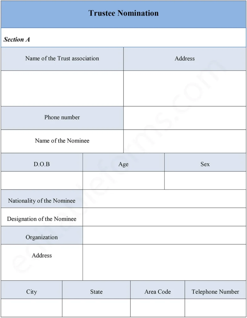 Fillable Trustee Nomination Form