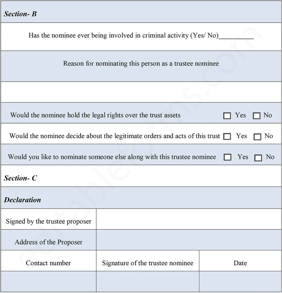 Fillable Trustee Nomination Form