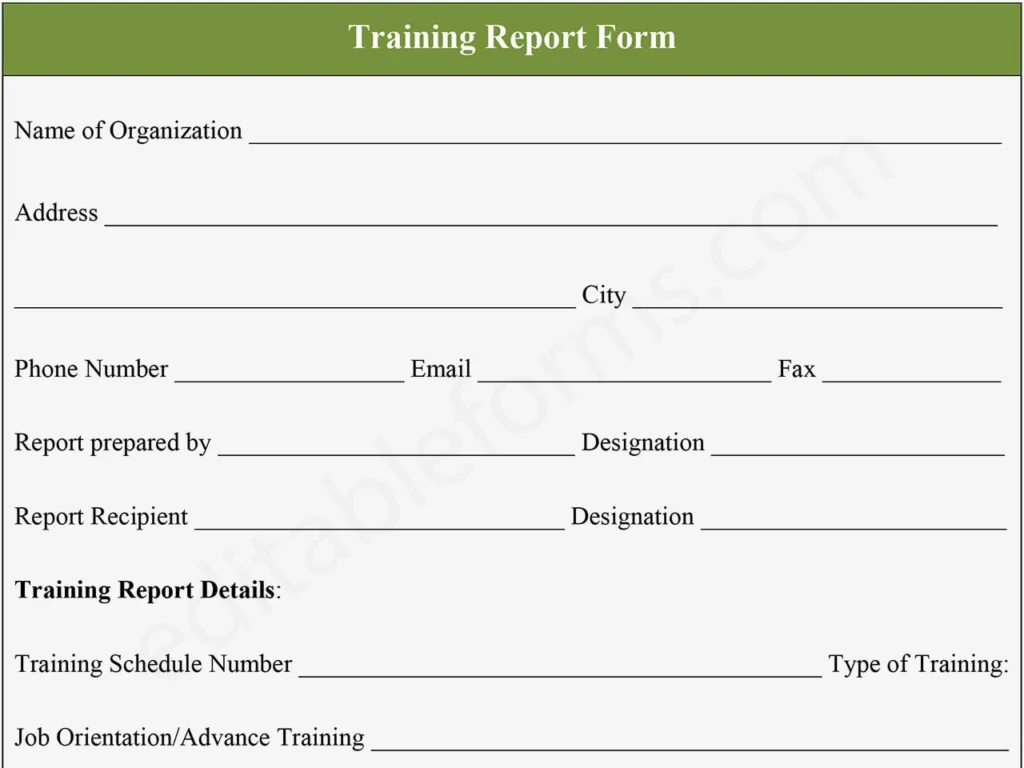 Editable Training Report PDF Form