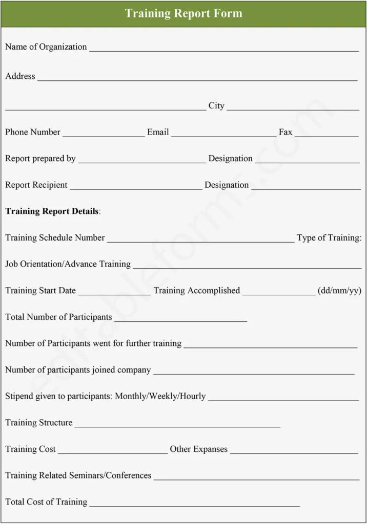 Training Report PDF Form