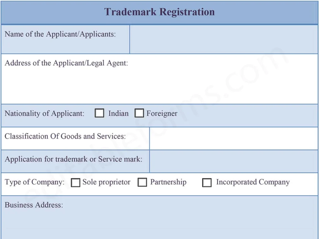 Fillable Trademark Registration Form