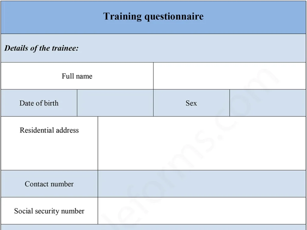 Training Questionnaire Form