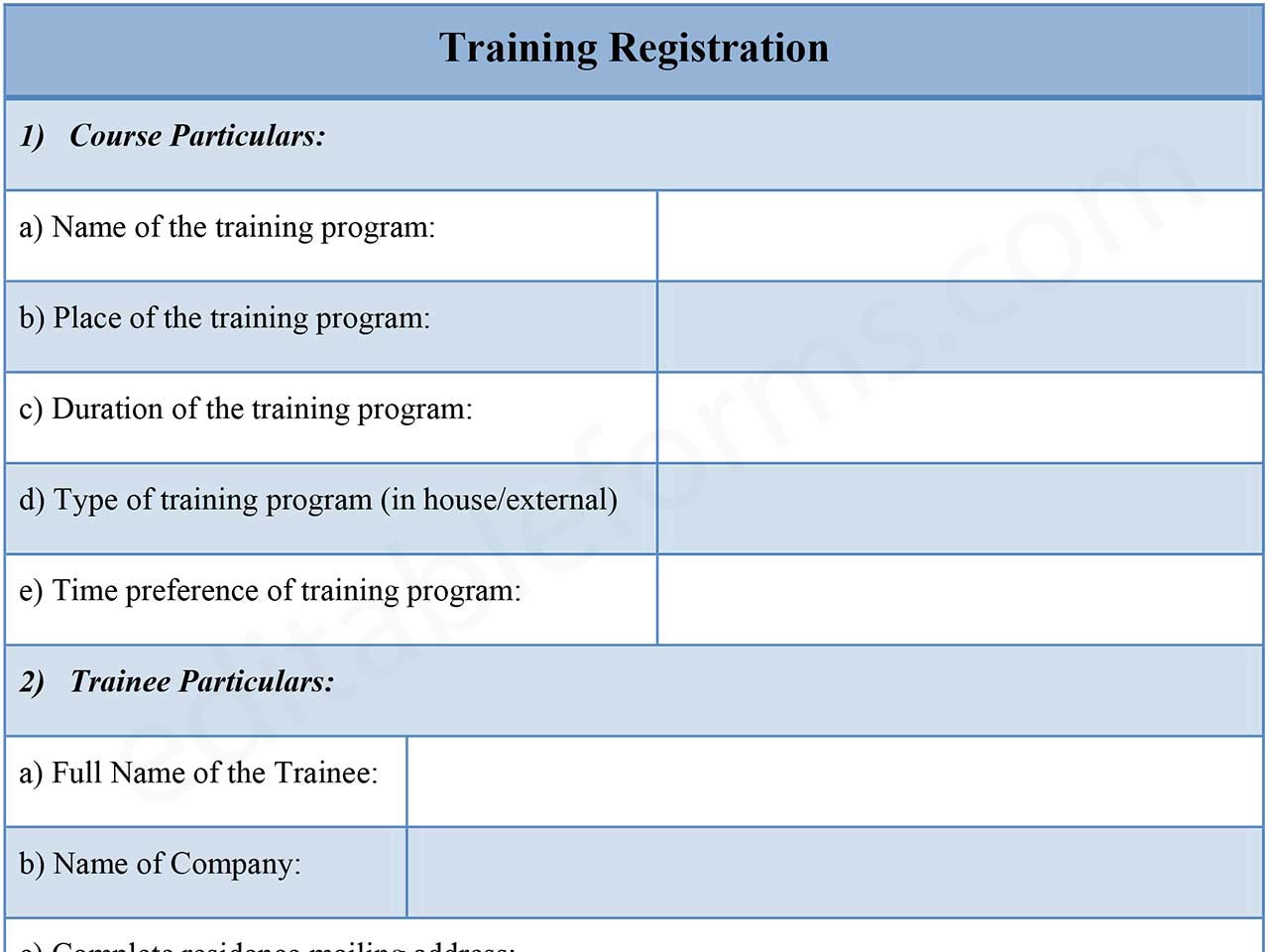 Training Registration Form
