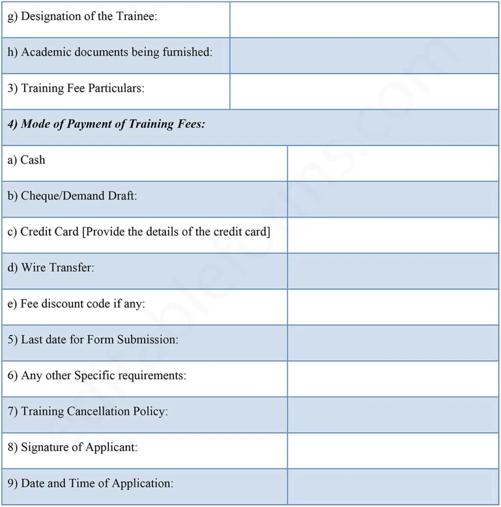 Training Registration Form