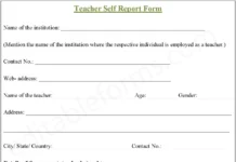 Fillable Teacher Self Report Form fillable teacher self report form