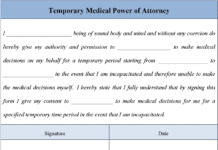 Temporary Medical Power of Attorney PDF Form temporary medical power of attorney