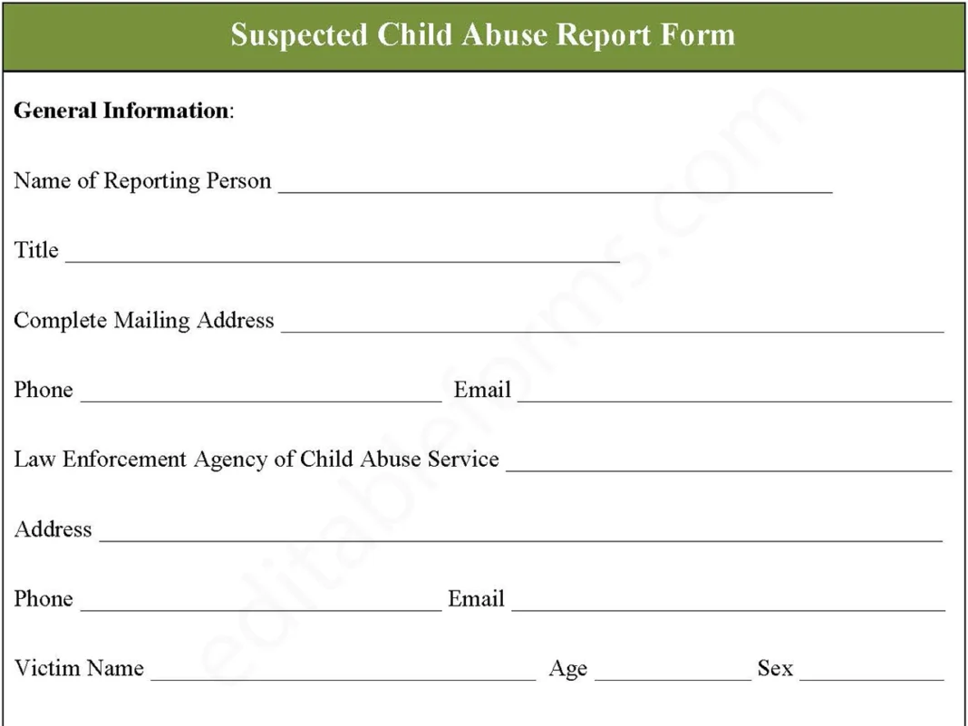 Suspected Child Abuse Report Form