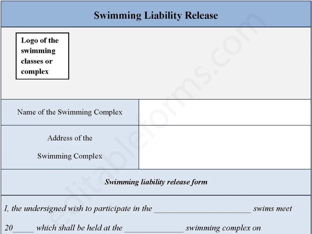 Swimming Liability Release Form