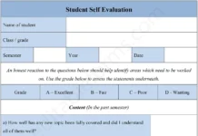 Student Self Evaluation Form – Fillable & Printable Digital PDF Template Student Self Evaluation PDF