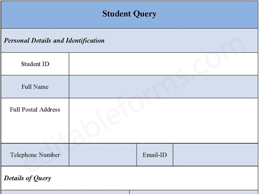 Printable Student Inquiry Template