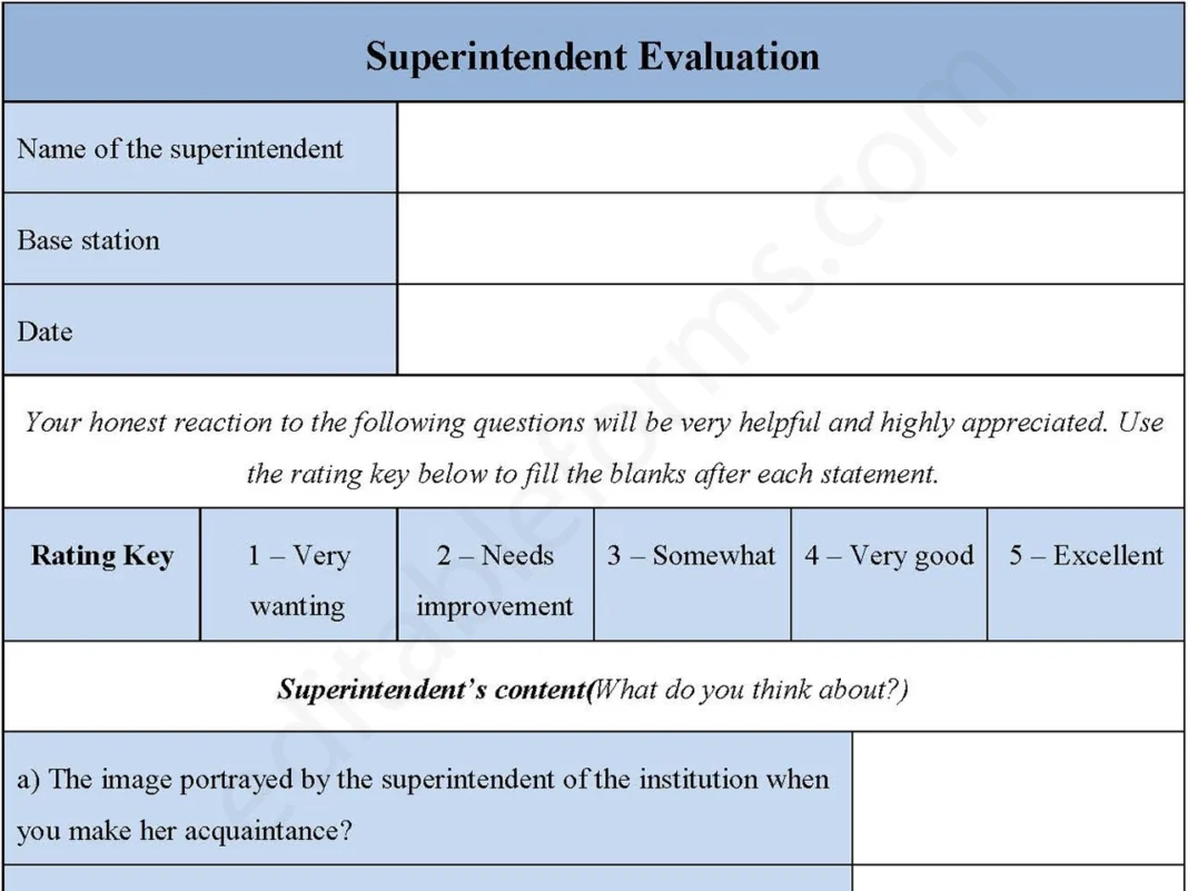 Superintendent Evaluation Form