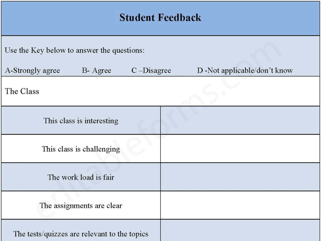 Student Feedback Form PDF