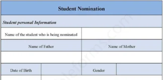 Student Nomination Form PDF – Fillable & Printable Template Student Nomination Form PDF